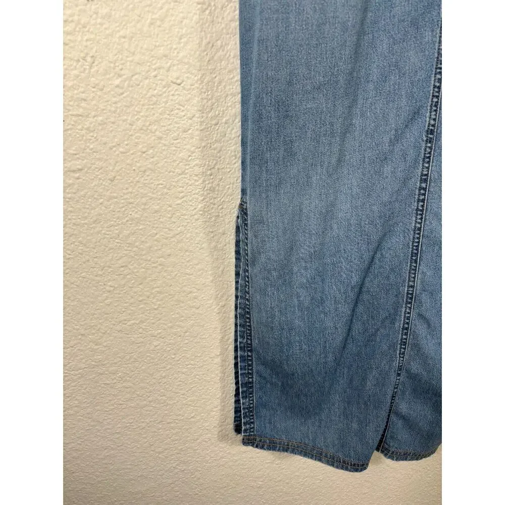 Vintage Distressed Denim Dress Womens‎ 4 Blue Jumper Midi Overall Y2K 90s